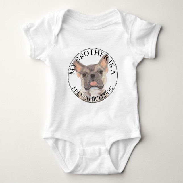 Personalisiert Blue Fawn Tricolor French Bulldog Baby Strampler (Vorderseite)