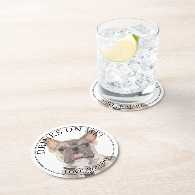 Personalisiert Blue Fawn Tricolor Frenchie Bulldog Runder Pappuntersetzer (Vor Ort)