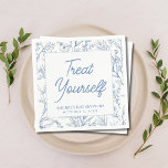 Personalisiert Blue Floral Bat Mitzvah Napkins Serviette<br><div class="desc">Fügen Sie Ihren Cocktail-Stunden oder Bonbons-Bar mit den blauen "Leckerei Yourself"-Blumenservietten ein lustiges Detail hinzu.</div>