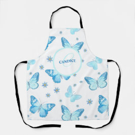 Personalisiert Blue Floral Butterfly Schürze