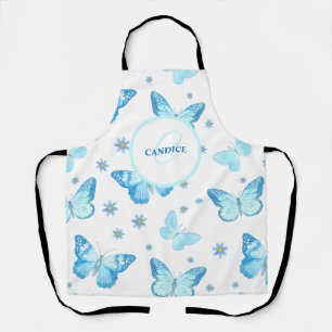Personalisiert Blue Floral Butterfly Schürze