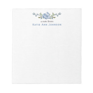 Personalisiert Blue Floral Custom Stationery Notizblock