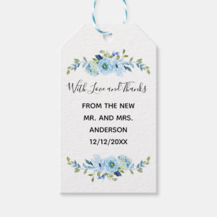 Personalisiert Blue Floral Gastgeschenk Hochzeit Geschenkanhänger