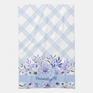 PERSONALISIERT Blue Floral Kitchtuch Geschirrtuch