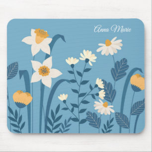 Personalisiert Blue Floral Mousepad Mouse Pad