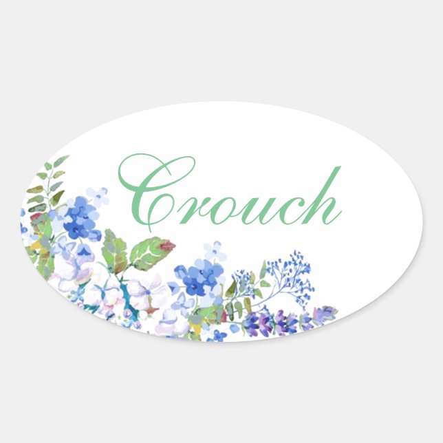 Personalisiert Blue Floral Sticker (Vorderseite)
