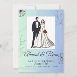 Personalisiert Blue Floral Wedding Card Einladung
