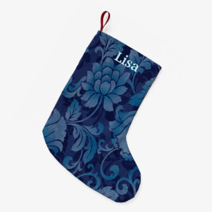 Personalisiert Blue Floral Weihnachten Strumpf Kleiner Weihnachtsstrumpf
