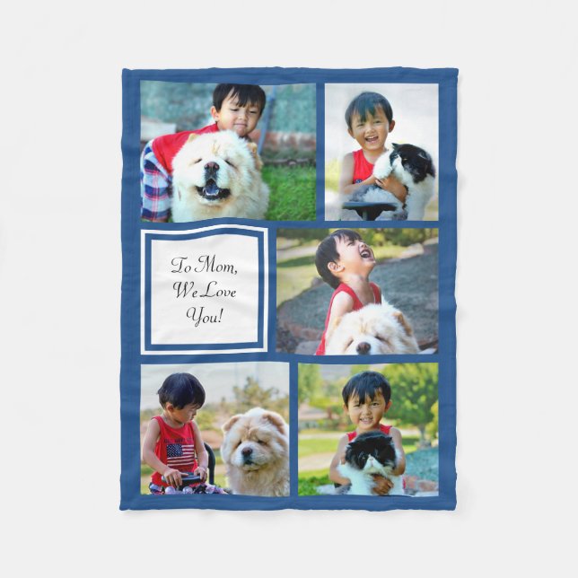 Personalisiert Blue Foto Collage Blanket Fleecedecke (Vorderseite)
