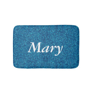 Personalisiert Blue Glitzer Bath Mat Badematte