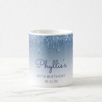 Personalisiert Blue Glitzer Tropfen 80. Geburtstag