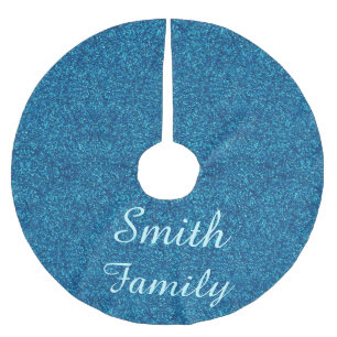 Personalisiert Blue Glitzer Weihnachtsbaumrock Polyester Weihnachtsbaumdecke