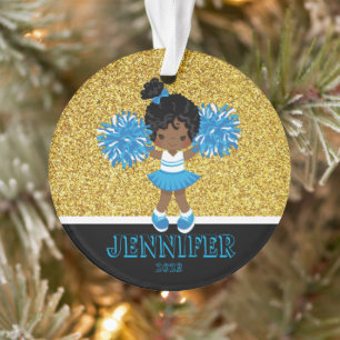 Personalisiert Blue & Gold Cheerleader Ornament