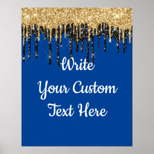 Personalisiert Blue Gold Glitzer Geburtstag Foto P Poster