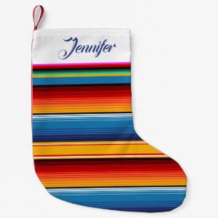 Personalisiert Blue Gold Red Mexican Sarape Kleiner Weihnachtsstrumpf