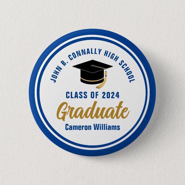 Personalisiert Blue Graduate 2023 Graduation Party Button (Vorderseite)