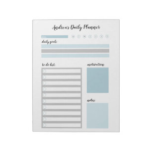Personalisiert Blue Gray Daily Planer Notizblock
