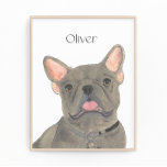 Personalisiert Blue Gray Frenchie French Bulldog A Fotodruck<br><div class="desc">Ich bin in Liebe mit dieser wunderschön detaillierten Aquarell-Abbildung eines blauen Franchisenbären oder französischen Bulldoggen! Personalisieren Sie diese Kunstdrucke mit Ihrem Namen oder Monogramm, um Ihre Dekoration zu ergänzen und Schriftart zu ändern, indem Sie bei der Personalisierung die Option "Bearbeiten mit dem Designwerkzeug" auswählen. Bestellen Sie die Erholung meiner Kollektion...</div>