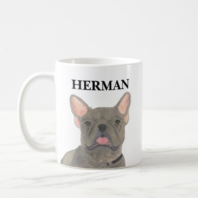 Personalisiert Blue Gray Frenchie French Bulldog Kaffeetasse (Links)