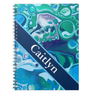 Personalisiert Blue Green Digital Marmorkunst Notizblock