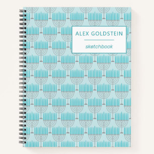 Personalisiert Blue Hanukkah Menorah Sketchbook Notizbuch