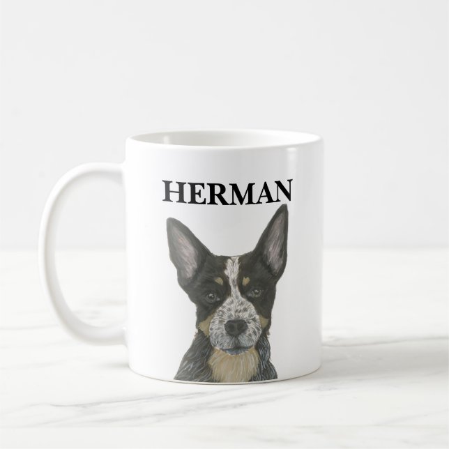 Personalisiert Blue Heeler Cattledog Kaffeetasse (Links)