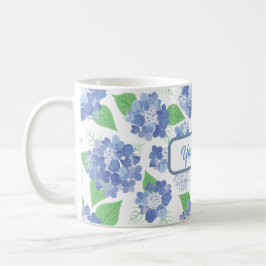 Personalisiert Blue Hydrangea Blooms Kaffeetasse