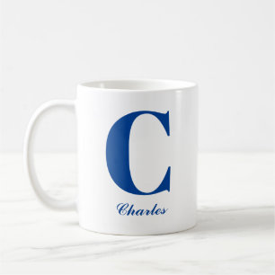 Personalisiert Blue Initial- und Name-Tasse Kaffeetasse