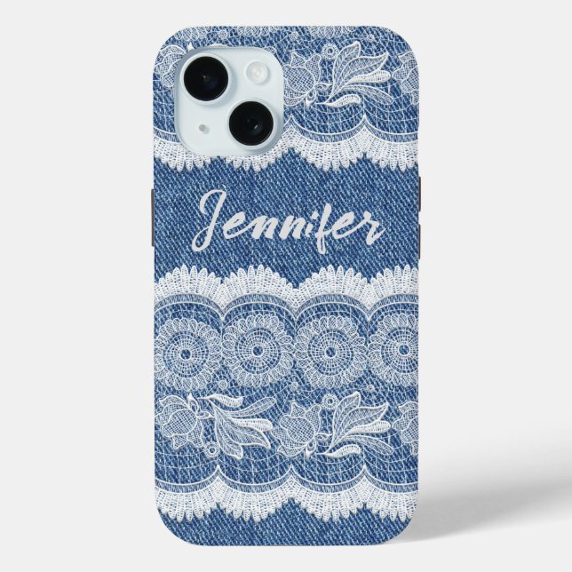 Personalisiert Blue Jean Denim iPhone / iPad Gehäu Case-Mate iPhone Hülle (Rückseite)