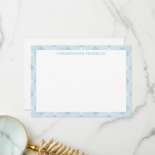 Personalisiert Blue Kariert New Baby Stationery Dankeskarte
