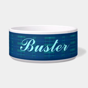 Personalisiert Blue Kariert Pet Bowl Napf