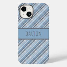 Personalisiert Blue Kariert Phone Case