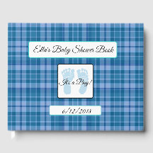Personalisiert Blue Kariert Stripes Babyduschbuch