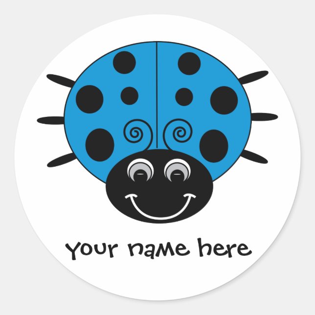 Personalisiert-Blue-Ladybug-Aufkleber Runder Aufkleber (Vorderseite)