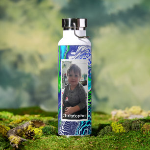 Personalisiert Blue Lime Green Paint Trinkflasche