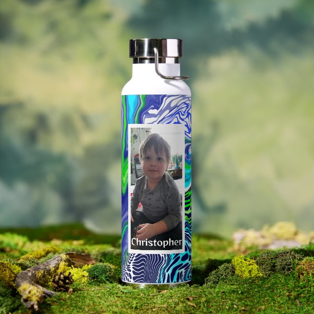 Personalisiert Blue Lime Green Paint Trinkflasche (Außenbereich)