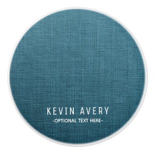 Personalisiert Blue Linen Texture Keramikknauf