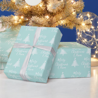 Personalisiert Blue Merry Weihnachtswrapping Paper Geschenkpapier
