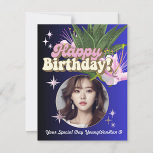 Personalisiert Blue Minimalistisch Foto Geburtstag Feiertagskarte