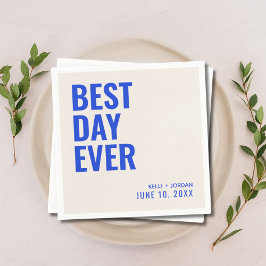 Personalisiert Blue Modern Best Day Ever Wedding Serviette