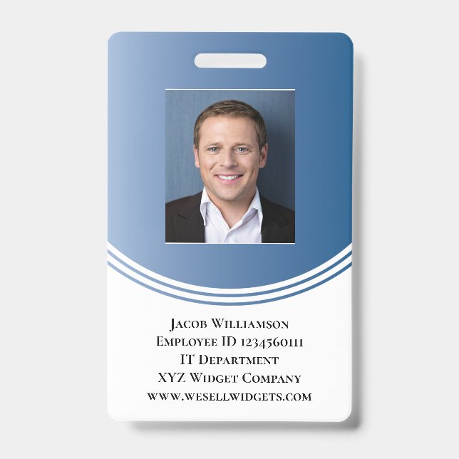 Personalisiert Blue Modern Business Employee Foto Ausweis (Vorderseite)