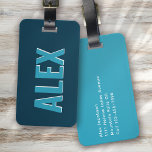 Personalisiert Blue Monogram Shadow Gepäckanhänger<br><div class="desc">Mit diesem personalisierten Design,  das sich perfekt für Reisende eignet,  können Sie Ihr Gepäck auftanken</div>