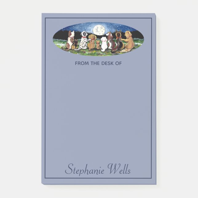 Personalisiert Blue Moon Dogs Friends Süße Tier Post-it Klebezettel (Vorderseite)