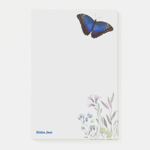Personalisiert Blue Morpho Butterfly Wildblumen Post-it Klebezettel