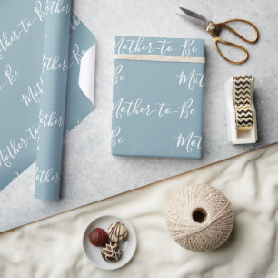Personalisiert Blue Mother-to-Be Script Baby Showe Geschenkpapier