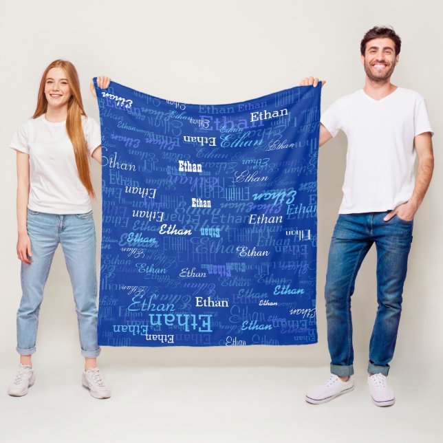 Personalisiert Blue-Name des benutzerdefinierten J Fleecedecke (Beispiel)