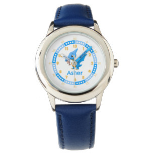 Personalisiert Blue Niedlich Dinosaurier Lernen Si Armbanduhr