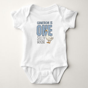 Personalisiert Blue One Albern Gänse Erster Geburt Baby Strampler