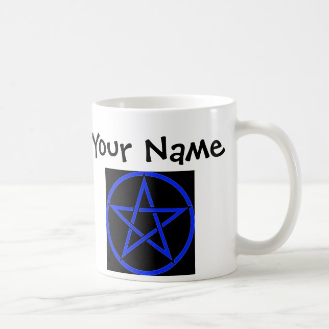 Personalisiert Blue Pentagramm / Pentagramm Wiccan Tasse (Rechts)