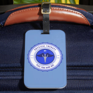Personalisiert Blue Physical Therapy Caduceus Gepäckanhänger